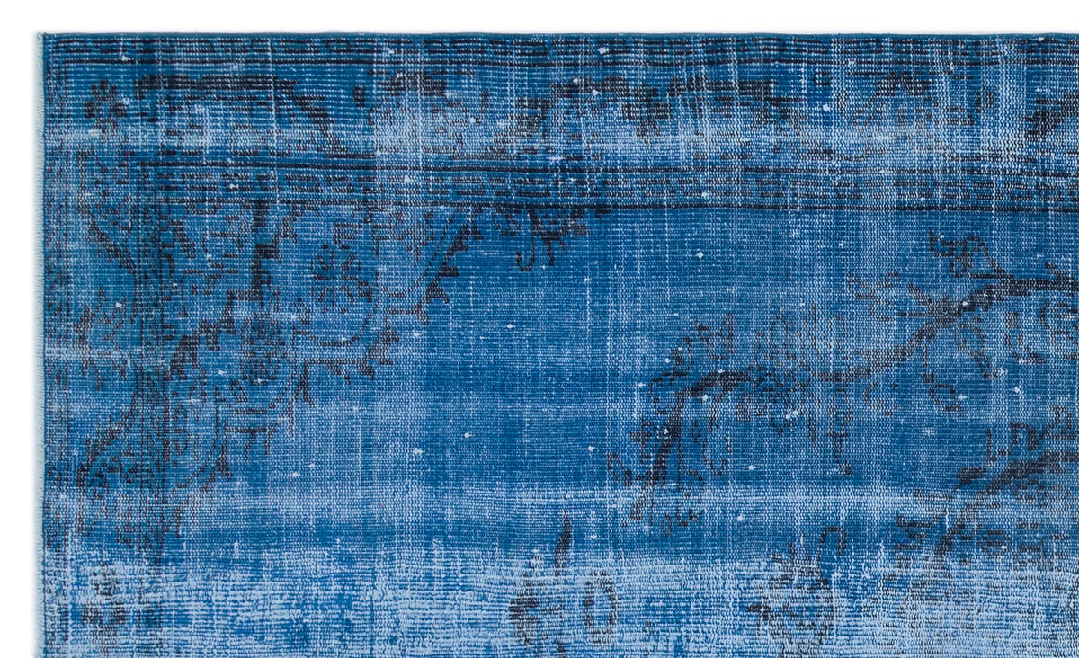 Blue Over Dyed Vintage Rug 5&#39;5&#39;&#39; x 8&#39;10&#39;&#39; ft 165 x 268 cm