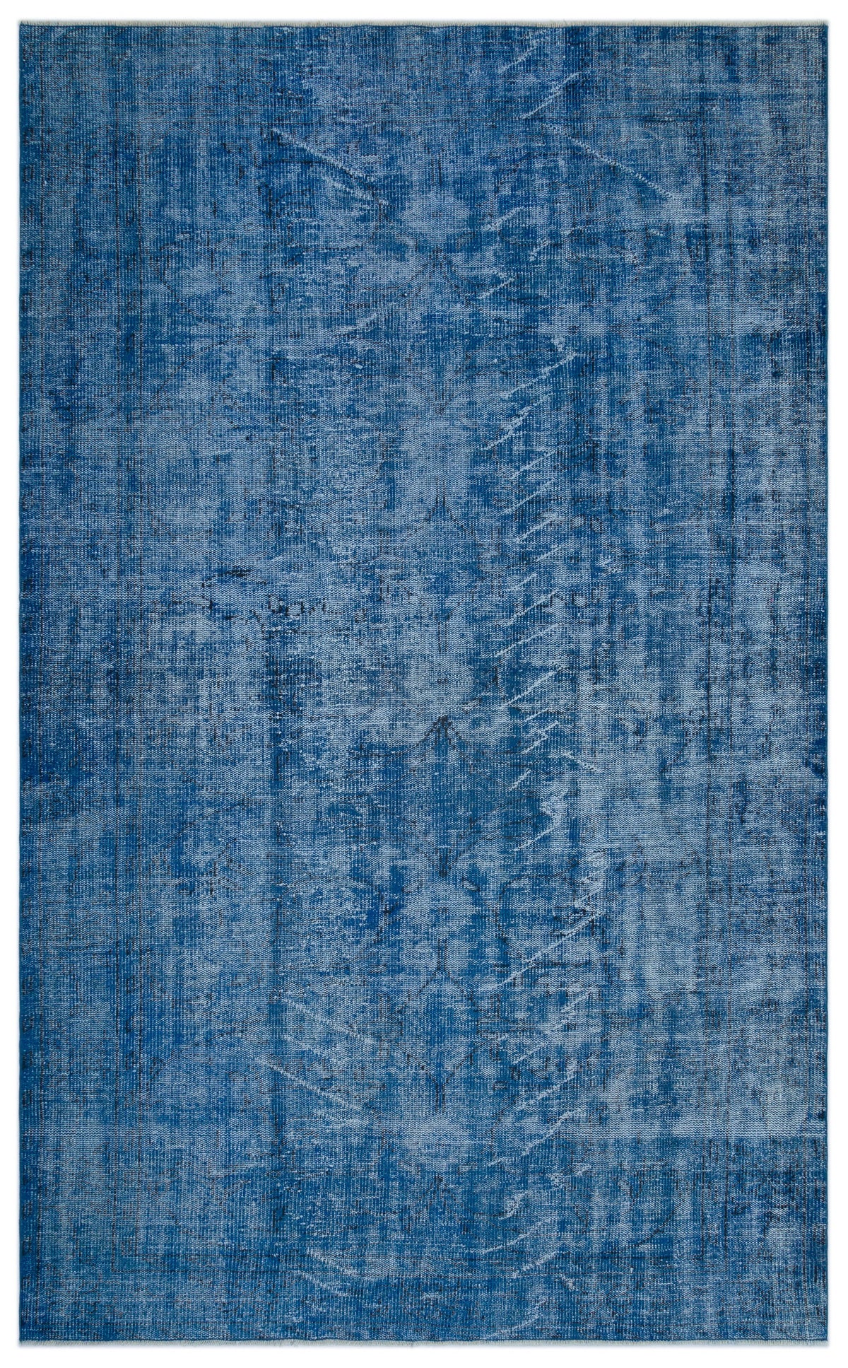 Blue Over Dyed Vintage Rug 6&#39;1&#39;&#39; x 9&#39;11&#39;&#39; ft 185 x 301 cm