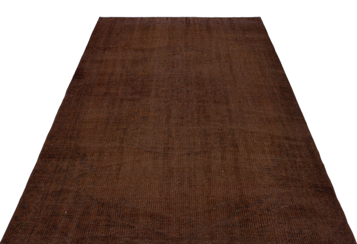Brown Over Dyed Vintage Rug 5&#39;3&#39;&#39; x 8&#39;5&#39;&#39; ft 160 x 257 cm