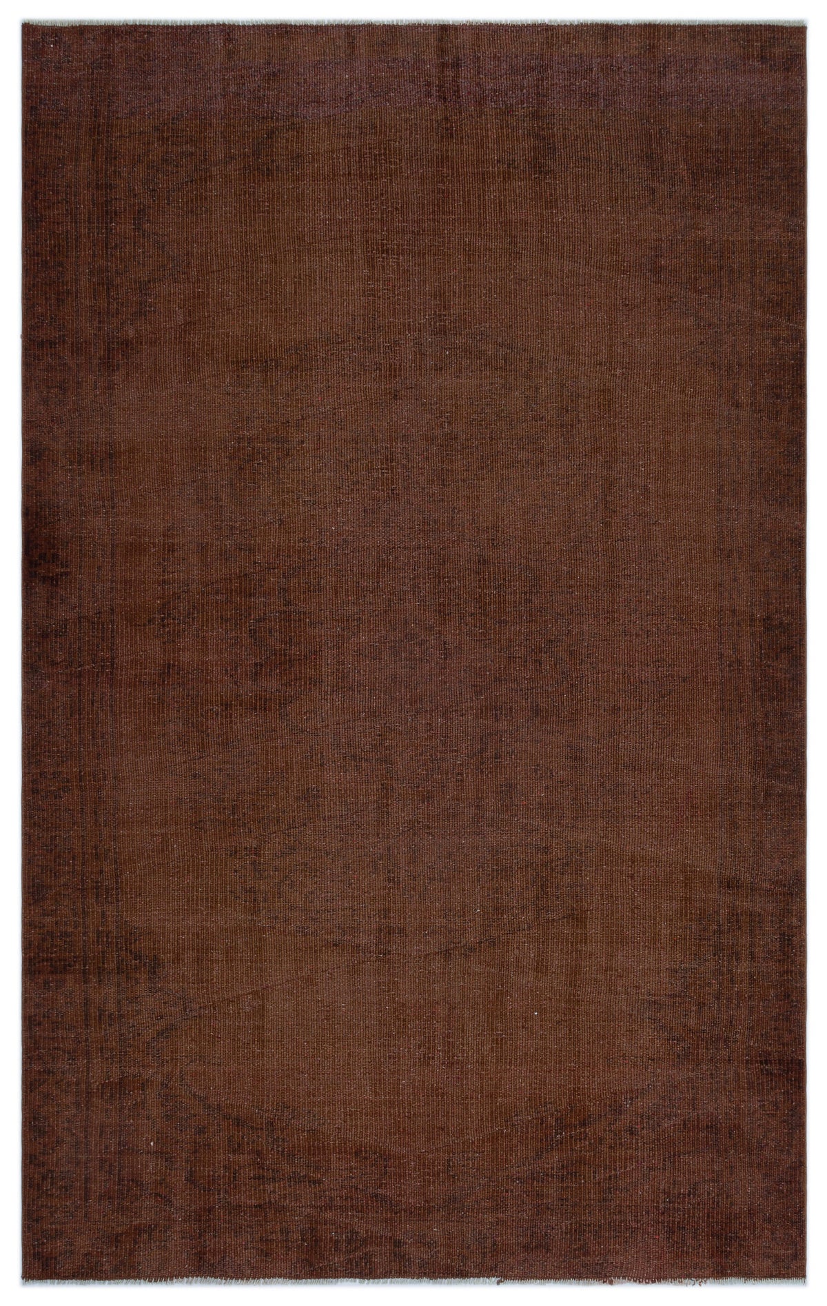 Brown Over Dyed Vintage Rug 5&#39;3&#39;&#39; x 8&#39;5&#39;&#39; ft 160 x 257 cm