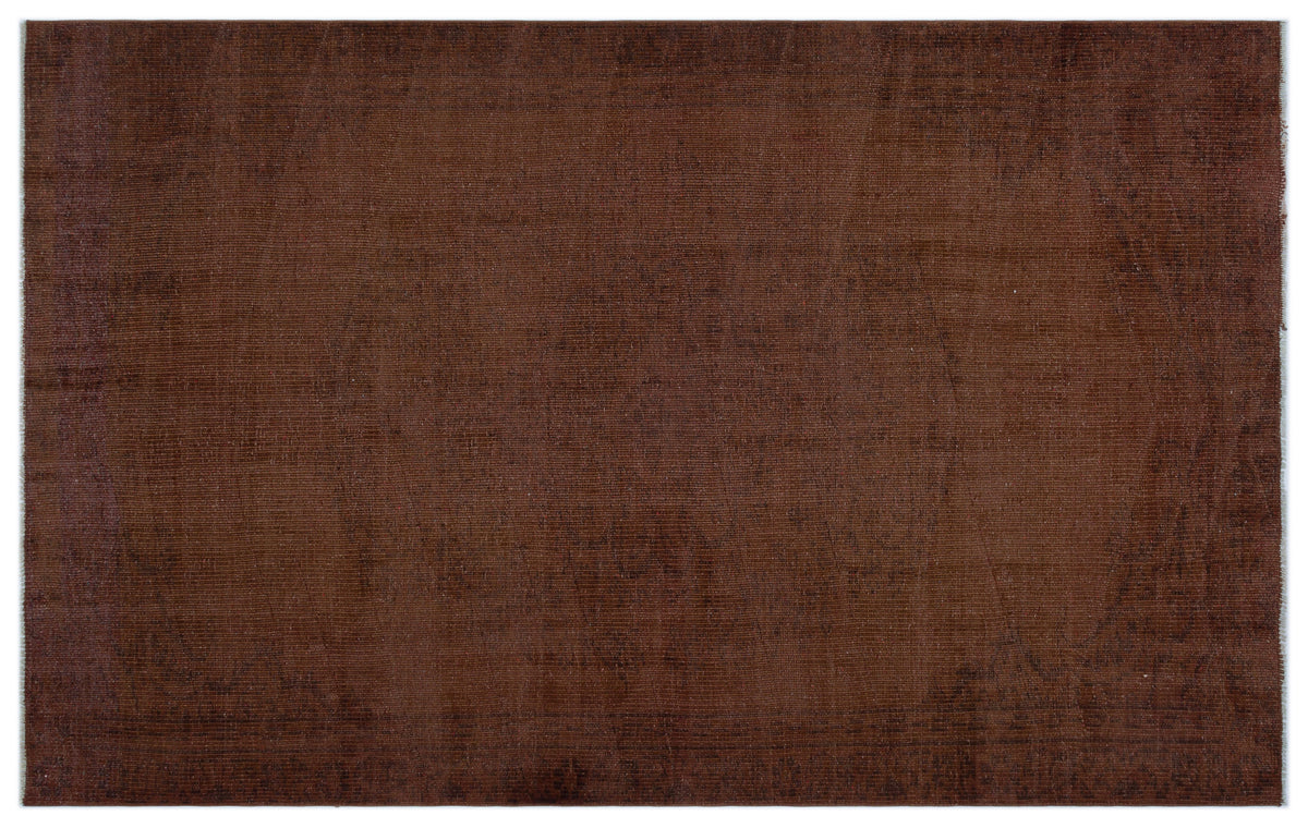 Brown Over Dyed Vintage Rug 5&#39;3&#39;&#39; x 8&#39;5&#39;&#39; ft 160 x 257 cm