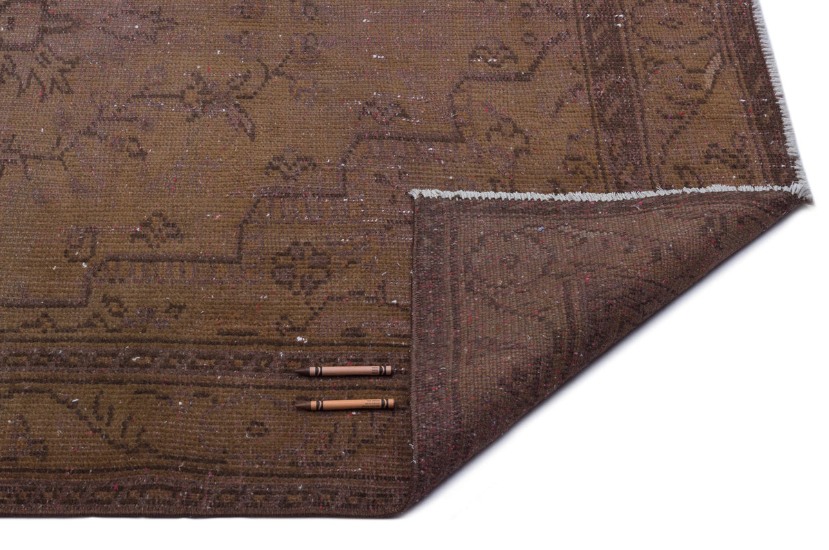 Brown Over Dyed Vintage Rug 4&#39;11&#39;&#39; x 8&#39;6&#39;&#39; ft 150 x 260 cm