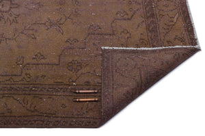 Brown Over Dyed Vintage Rug 4'11'' x 8'6'' ft 150 x 260 cm