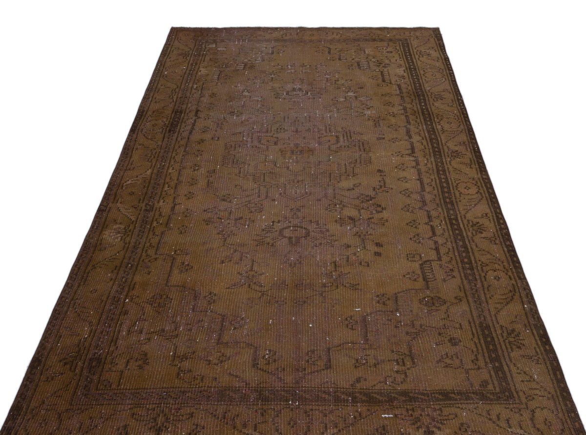 Brown Over Dyed Vintage Rug 4&#39;11&#39;&#39; x 8&#39;6&#39;&#39; ft 150 x 260 cm