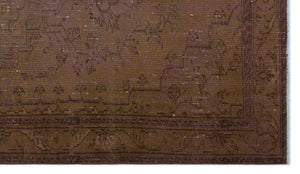 Brown Over Dyed Vintage Rug 4'11'' x 8'6'' ft 150 x 260 cm