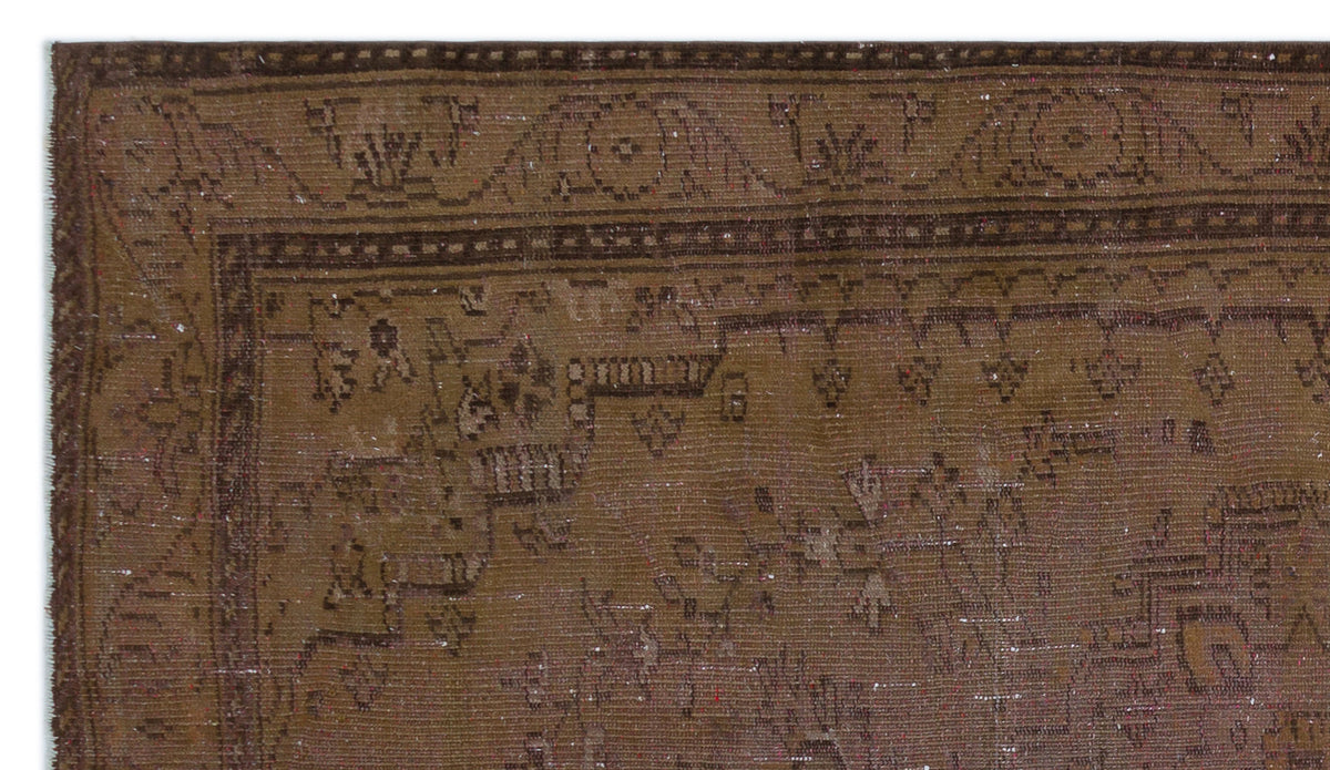 Brown Over Dyed Vintage Rug 4&#39;11&#39;&#39; x 8&#39;6&#39;&#39; ft 150 x 260 cm