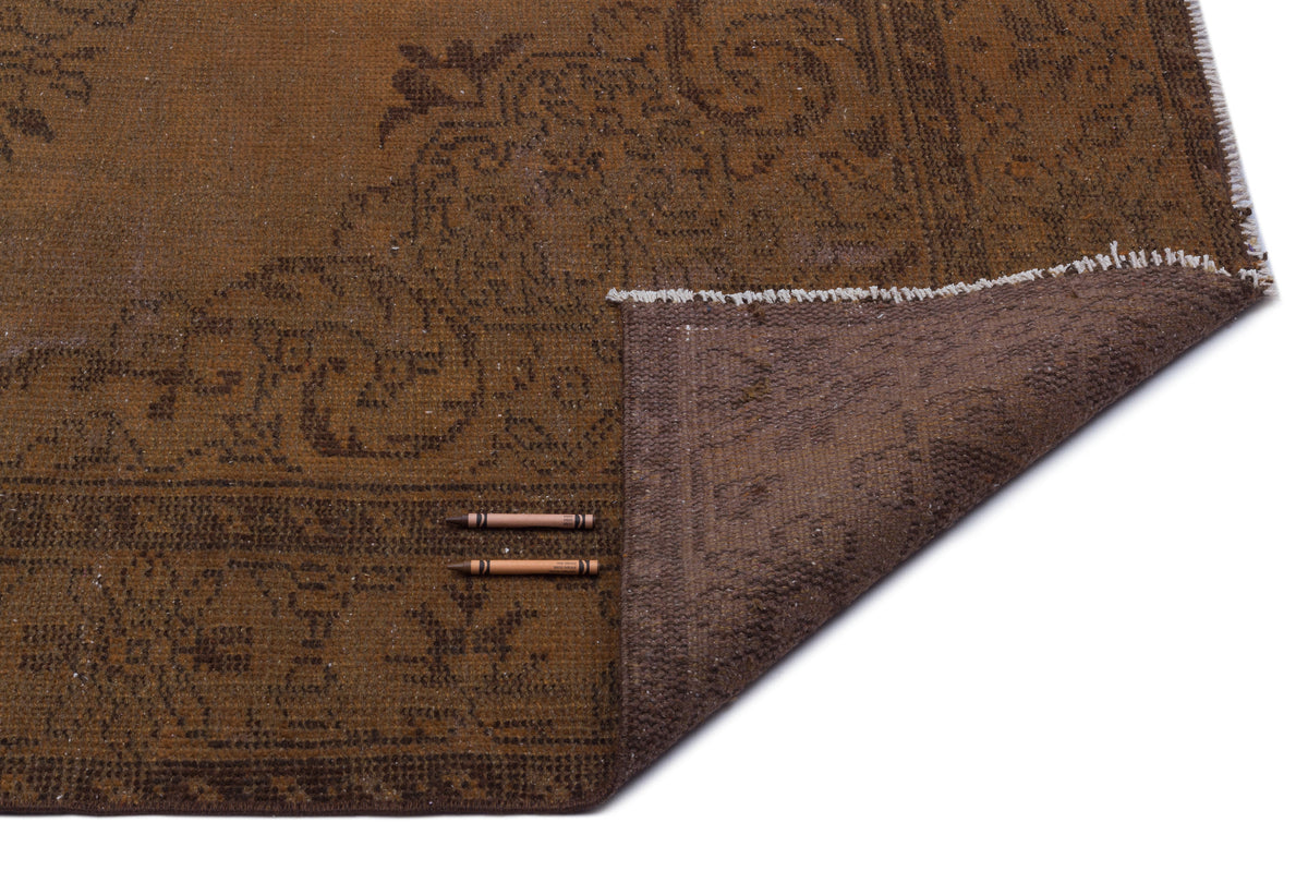 Brown Over Dyed Vintage Rug 6&#39;3&#39;&#39; x 10&#39;2&#39;&#39; ft 190 x 310 cm
