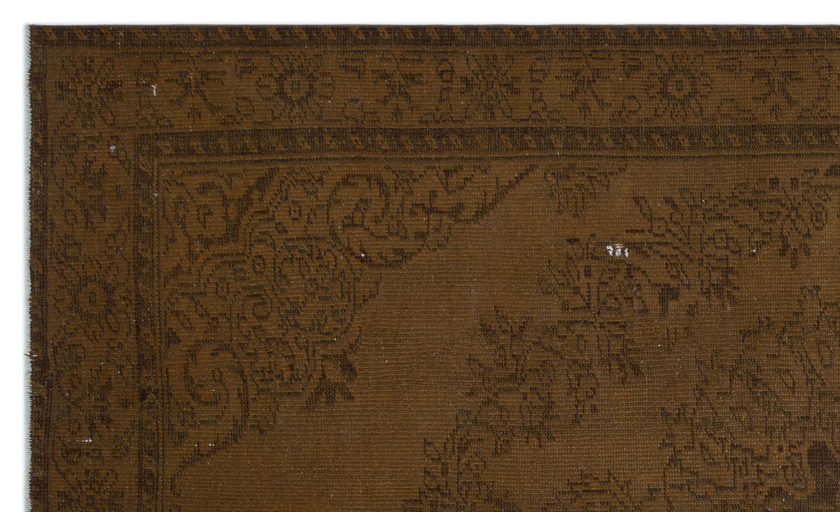Brown Over Dyed Vintage Rug 6&#39;3&#39;&#39; x 10&#39;2&#39;&#39; ft 190 x 310 cm