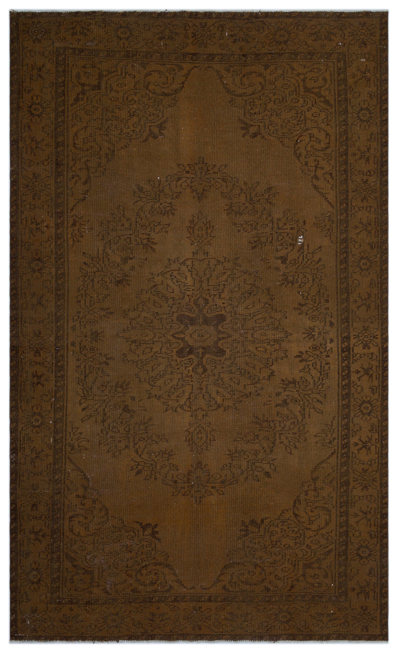 Brown Over Dyed Vintage Rug 6'3'' x 10'2'' ft 190 x 310 cm