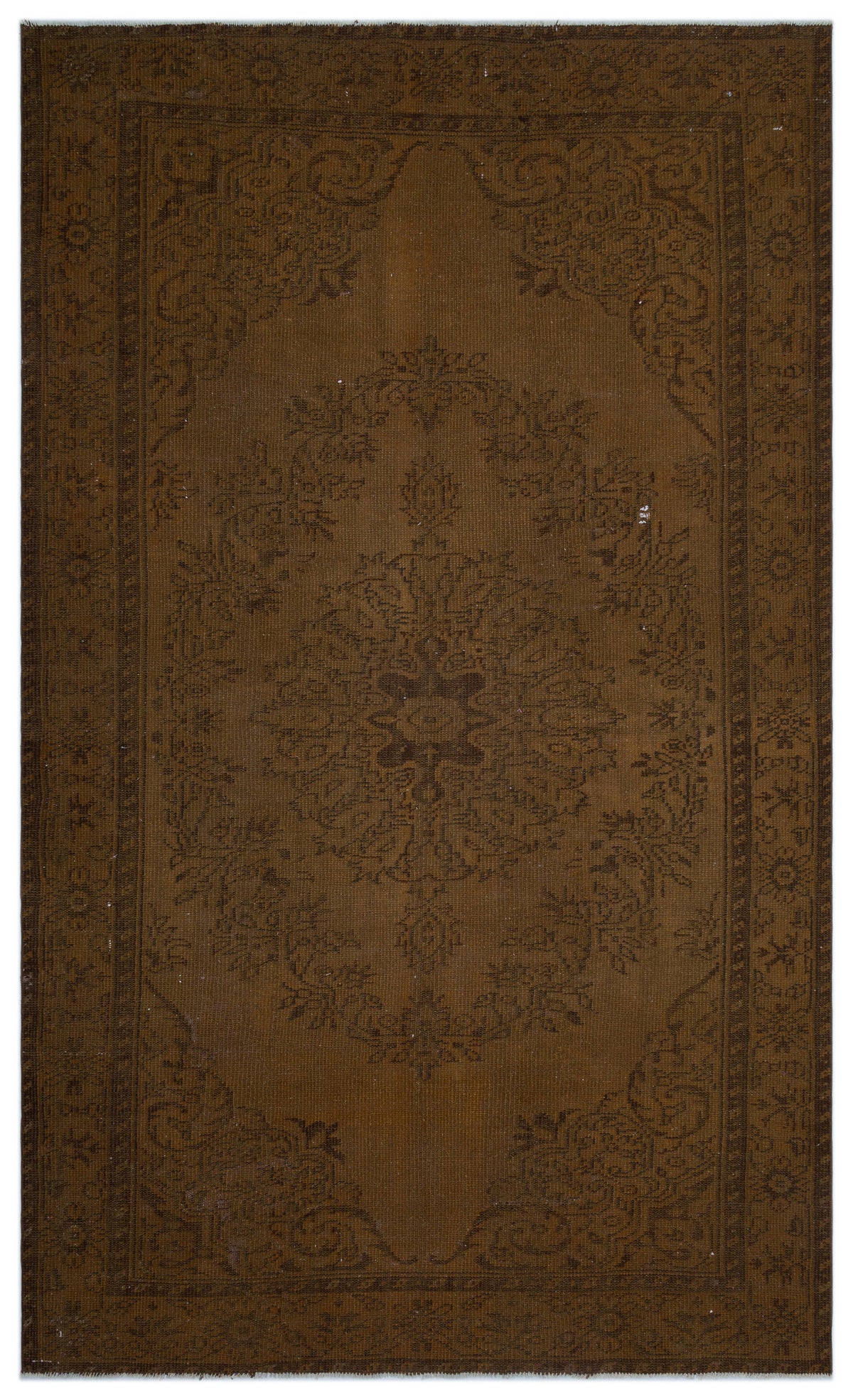 Brown Over Dyed Vintage Rug 6&#39;3&#39;&#39; x 10&#39;2&#39;&#39; ft 190 x 310 cm