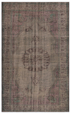 Brown Over Dyed Vintage Rug 5'11'' x 9'1'' ft 180 x 277 cm