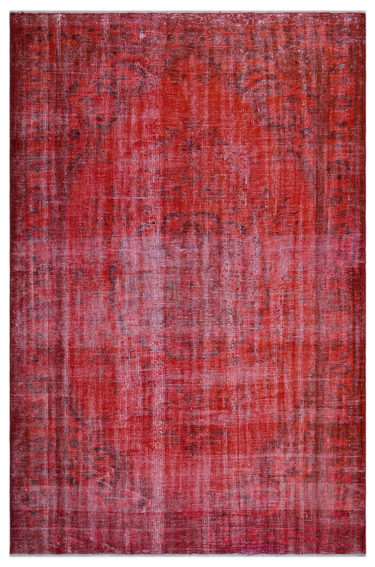 Orange Over Dyed Vintage Rug 6&#39;1&#39;&#39; x 9&#39;5&#39;&#39; ft 185 x 286 cm