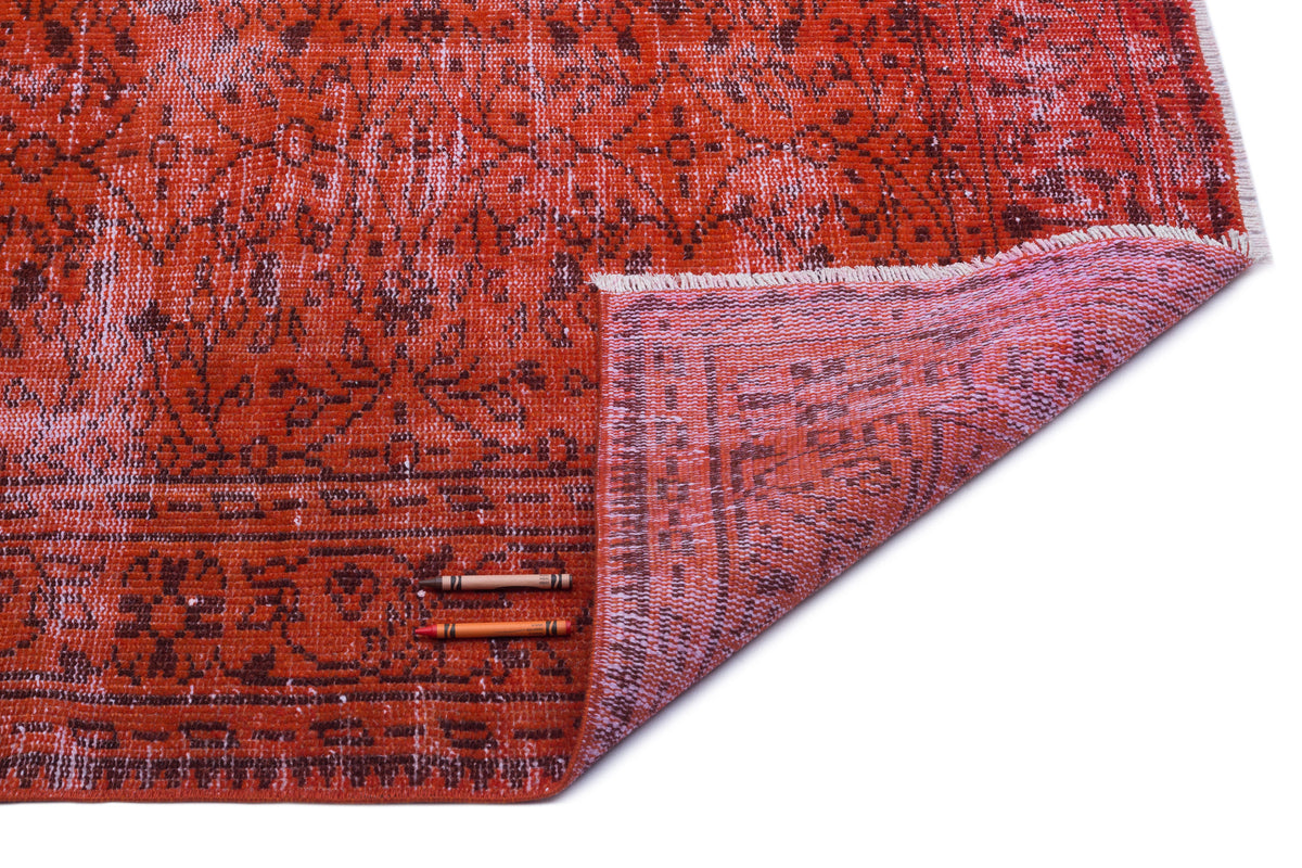 Orange Over Dyed Vintage Rug 5&#39;11&#39;&#39; x 9&#39;3&#39;&#39; ft 181 x 282 cm