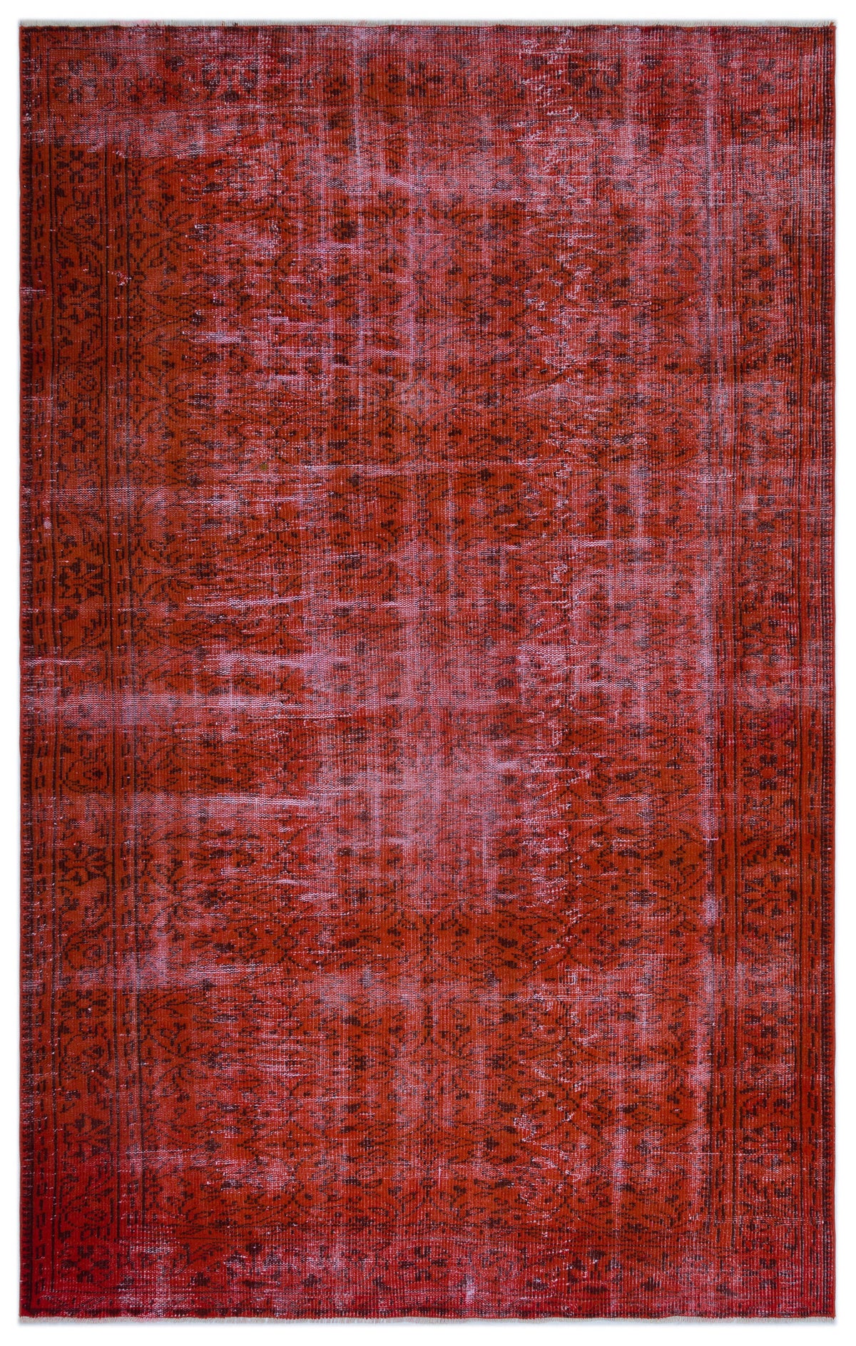 Orange Over Dyed Vintage Rug 5&#39;11&#39;&#39; x 9&#39;3&#39;&#39; ft 181 x 282 cm
