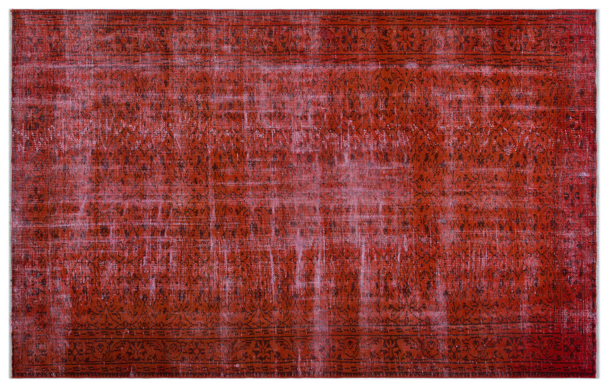 Orange Over Dyed Vintage Rug 5&#39;11&#39;&#39; x 9&#39;3&#39;&#39; ft 181 x 282 cm