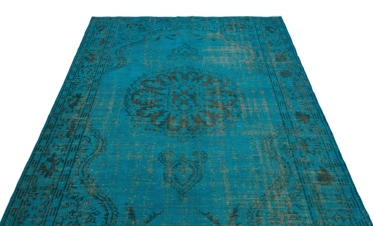 Turquoise  Over Dyed Vintage Rug 5&#39;8&#39;&#39; x 9&#39;1&#39;&#39; ft 172 x 278 cm