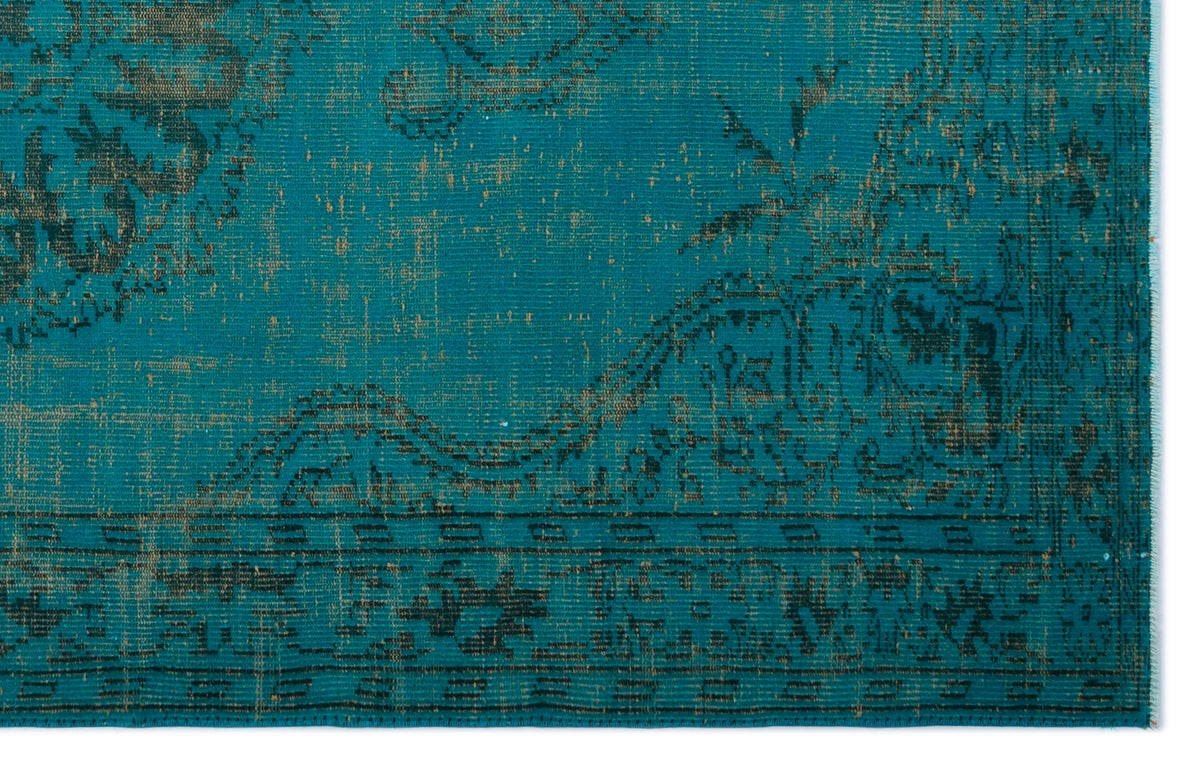Turquoise  Over Dyed Vintage Rug 5&#39;8&#39;&#39; x 9&#39;1&#39;&#39; ft 172 x 278 cm