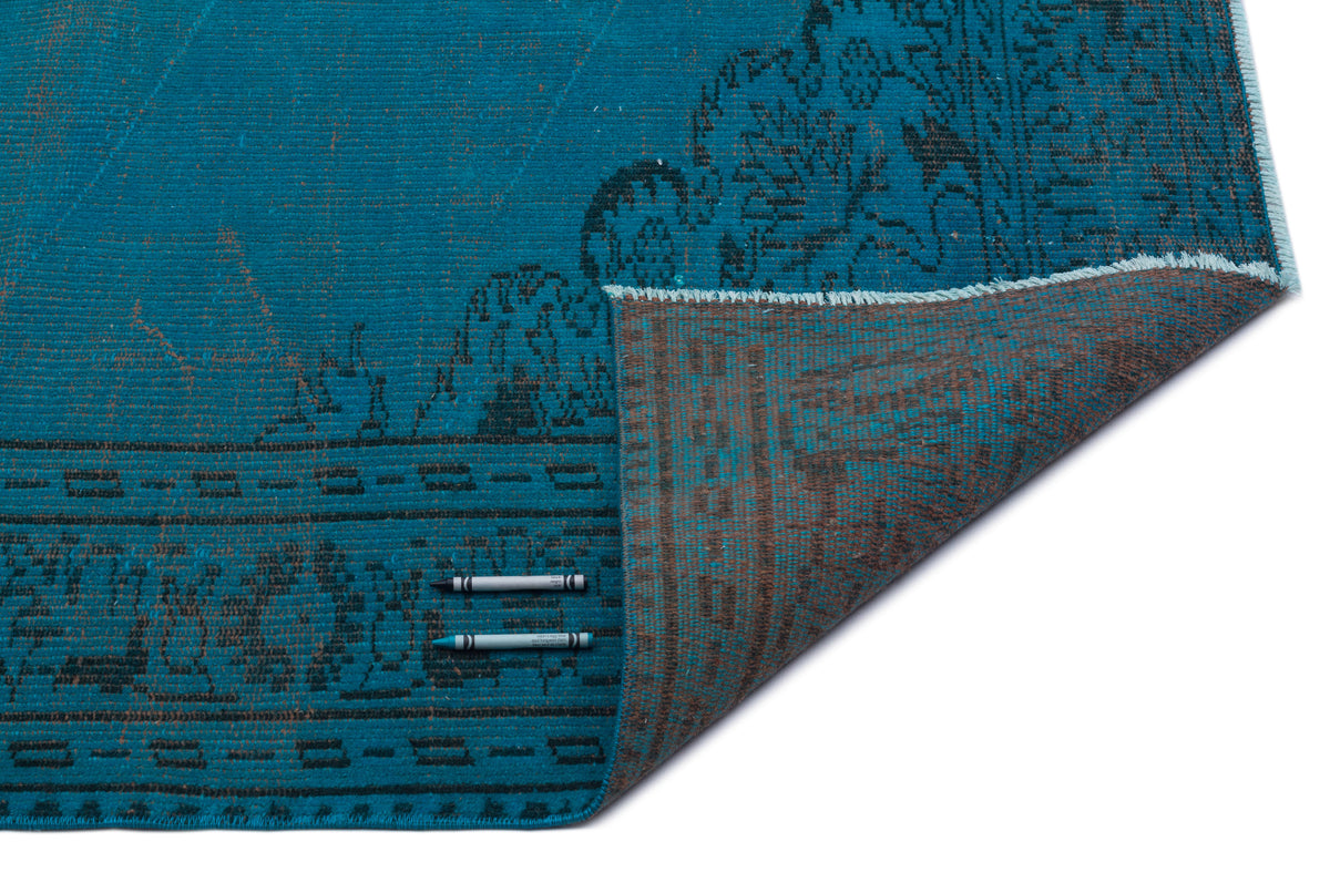 Turquoise  Over Dyed Vintage Rug 6&#39;1&#39;&#39; x 9&#39;5&#39;&#39; ft 186 x 287 cm