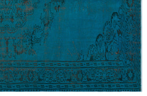 Turquoise  Over Dyed Vintage Rug 6'1'' x 9'5'' ft 186 x 287 cm