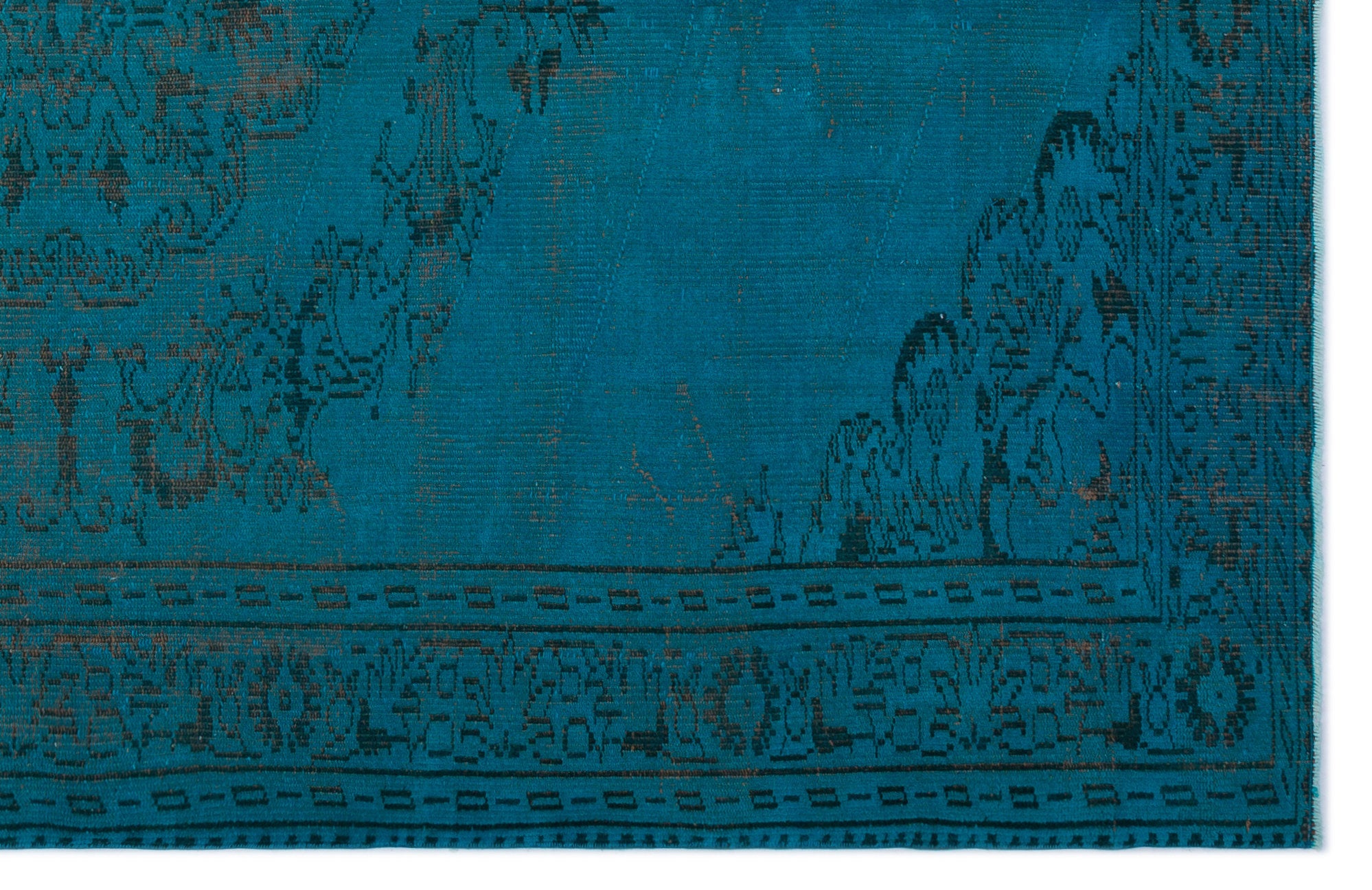 Traditional Design Turquoise Over Dyed Vintage Rug 6'1'' x 9'5'' ft 18 ...
