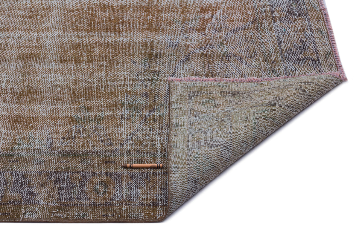Brown Over Dyed Vintage Rug 5&#39;9&#39;&#39; x 9&#39;10&#39;&#39; ft 175 x 300 cm