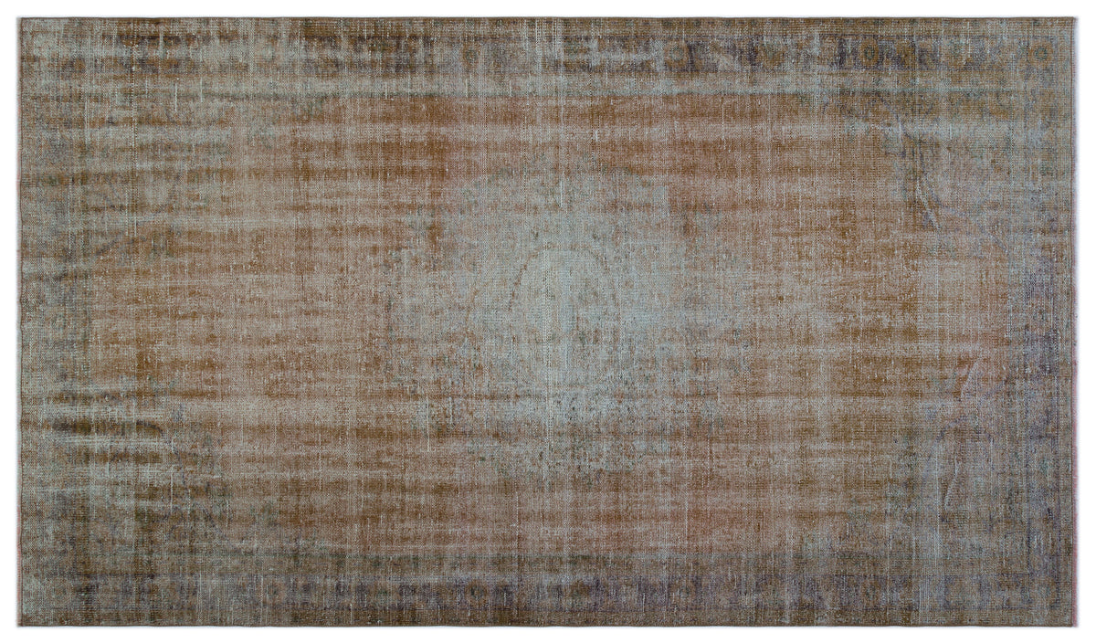 Brown Over Dyed Vintage Rug 5&#39;9&#39;&#39; x 9&#39;10&#39;&#39; ft 175 x 300 cm