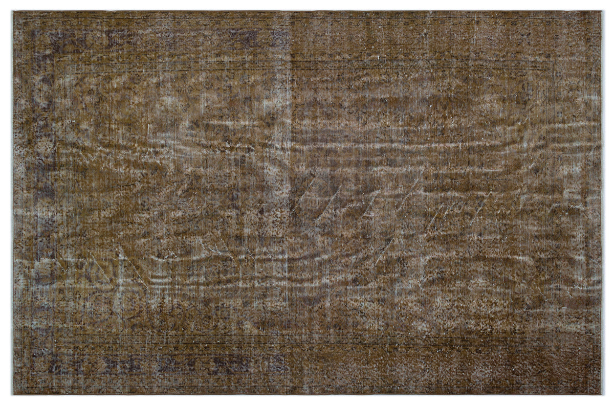 Brown Over Dyed Vintage Rug 6&#39;0&#39;&#39; x 9&#39;4&#39;&#39; ft 184 x 284 cm