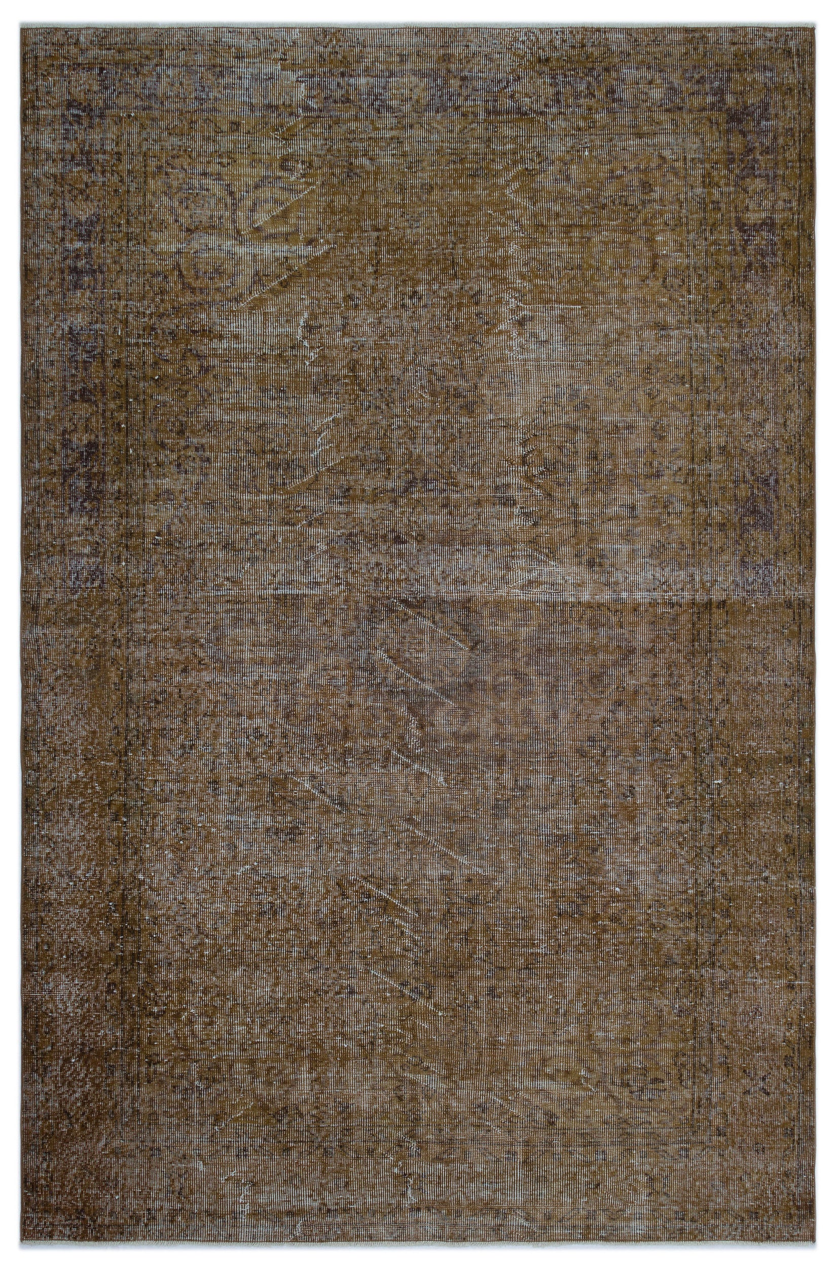 Brown Over Dyed Vintage Rug 6'0'' x 9'4'' ft 184 x 284 cm