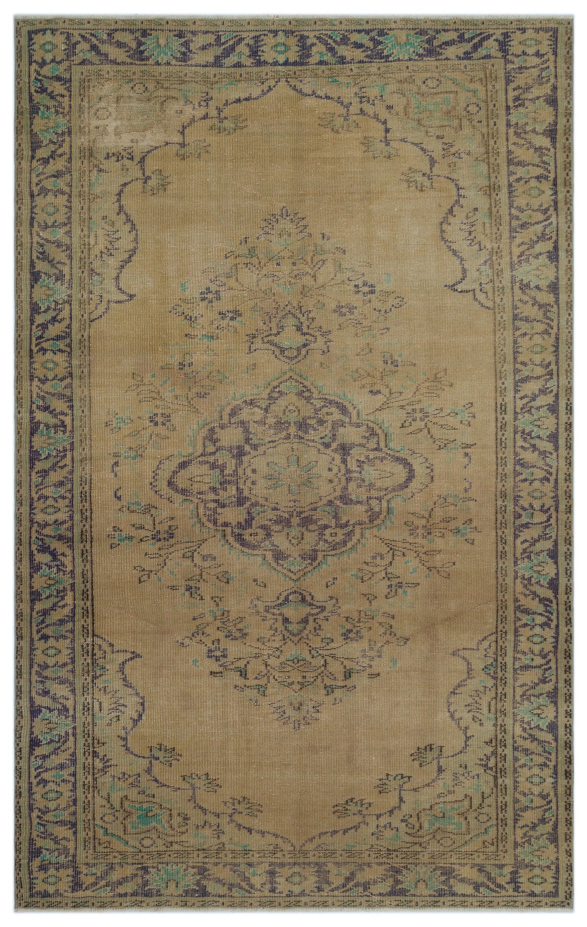 Brown Over Dyed Vintage Rug 5&#39;9&#39;&#39; x 9&#39;1&#39;&#39; ft 174 x 278 cm