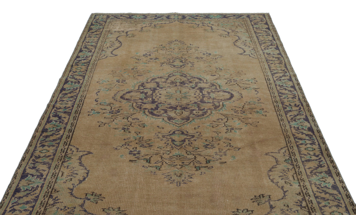Brown Over Dyed Vintage Rug 5&#39;9&#39;&#39; x 9&#39;1&#39;&#39; ft 174 x 278 cm