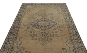 Brown Over Dyed Vintage Rug 5'9'' x 9'1'' ft 174 x 278 cm