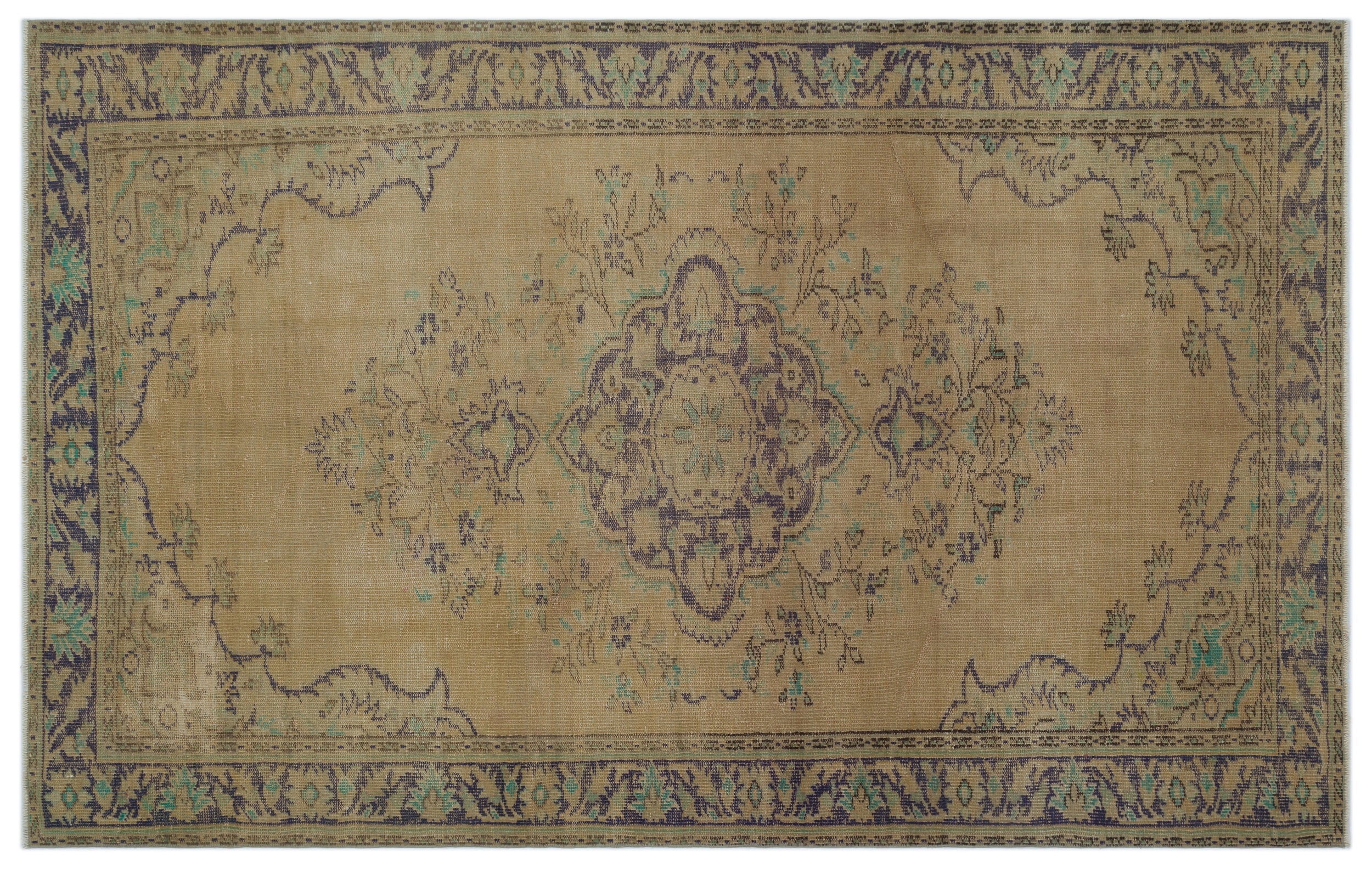 Brown Over Dyed Vintage Rug 5'9'' x 9'1'' ft 174 x 278 cm