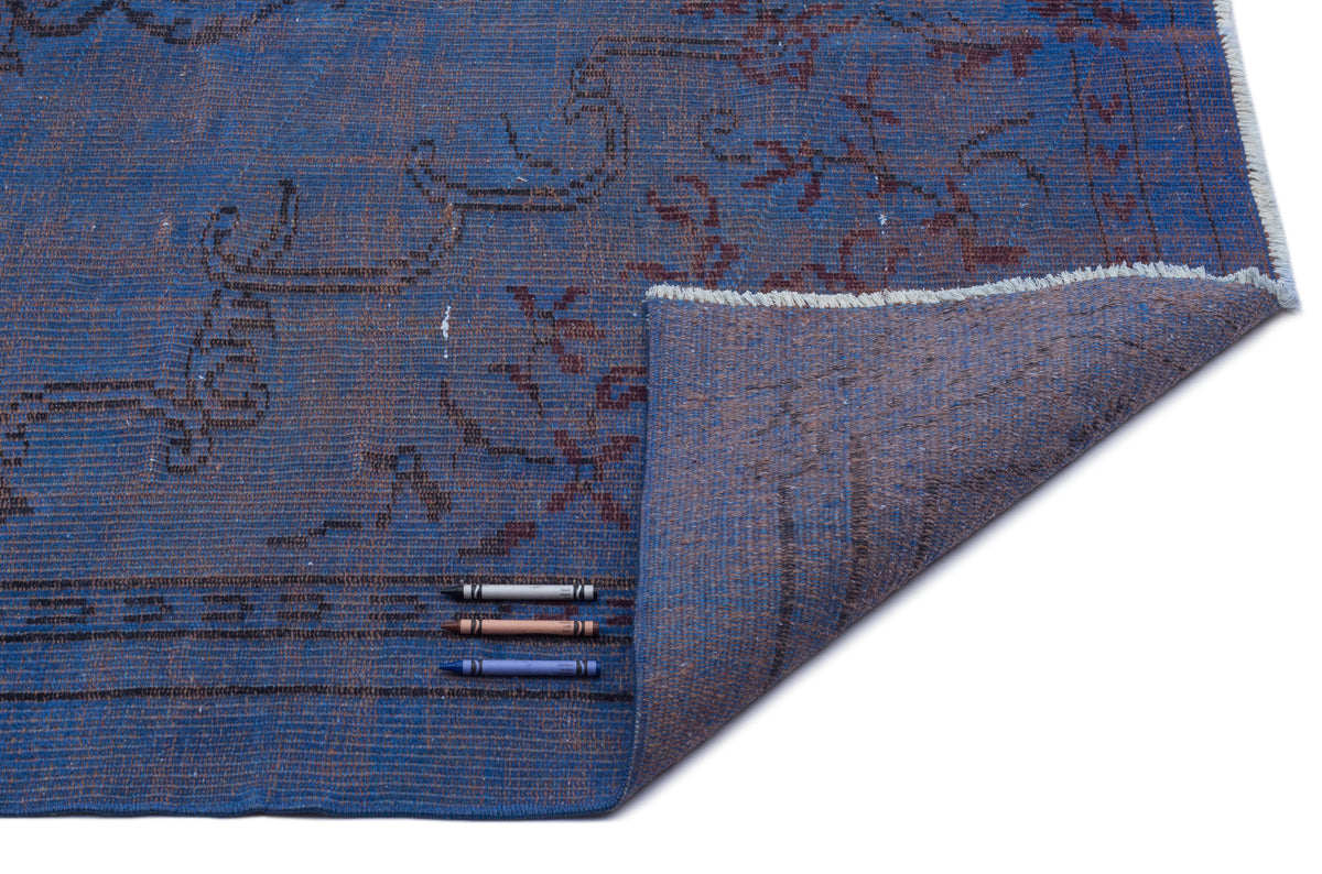 Blue Over Dyed Vintage Rug 4&#39;10&#39;&#39; x 8&#39;7&#39;&#39; ft 148 x 262 cm