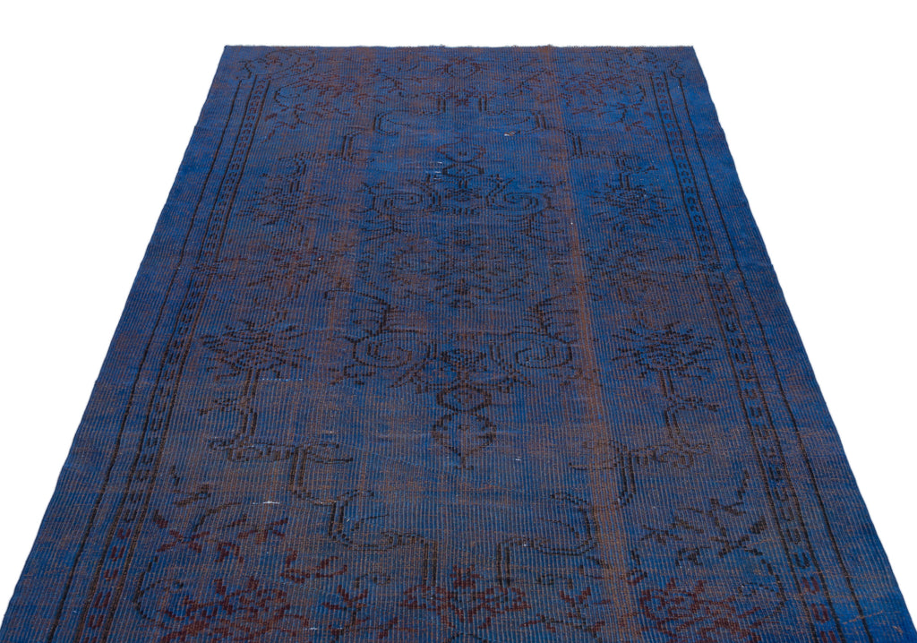 Blue Over Dyed Vintage Rug 4'10'' x 8'7'' ft 148 x 262 cm