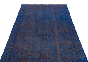 Blue Over Dyed Vintage Rug 4'10'' x 8'7'' ft 148 x 262 cm