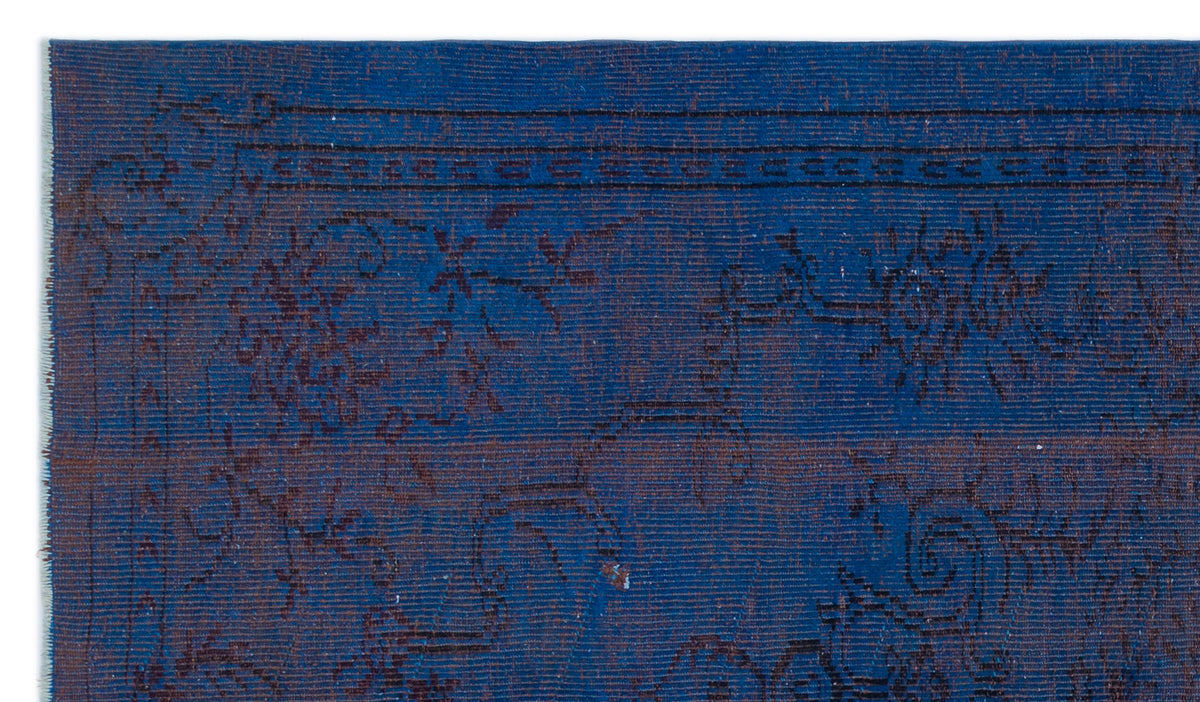 Blue Over Dyed Vintage Rug 4&#39;10&#39;&#39; x 8&#39;7&#39;&#39; ft 148 x 262 cm