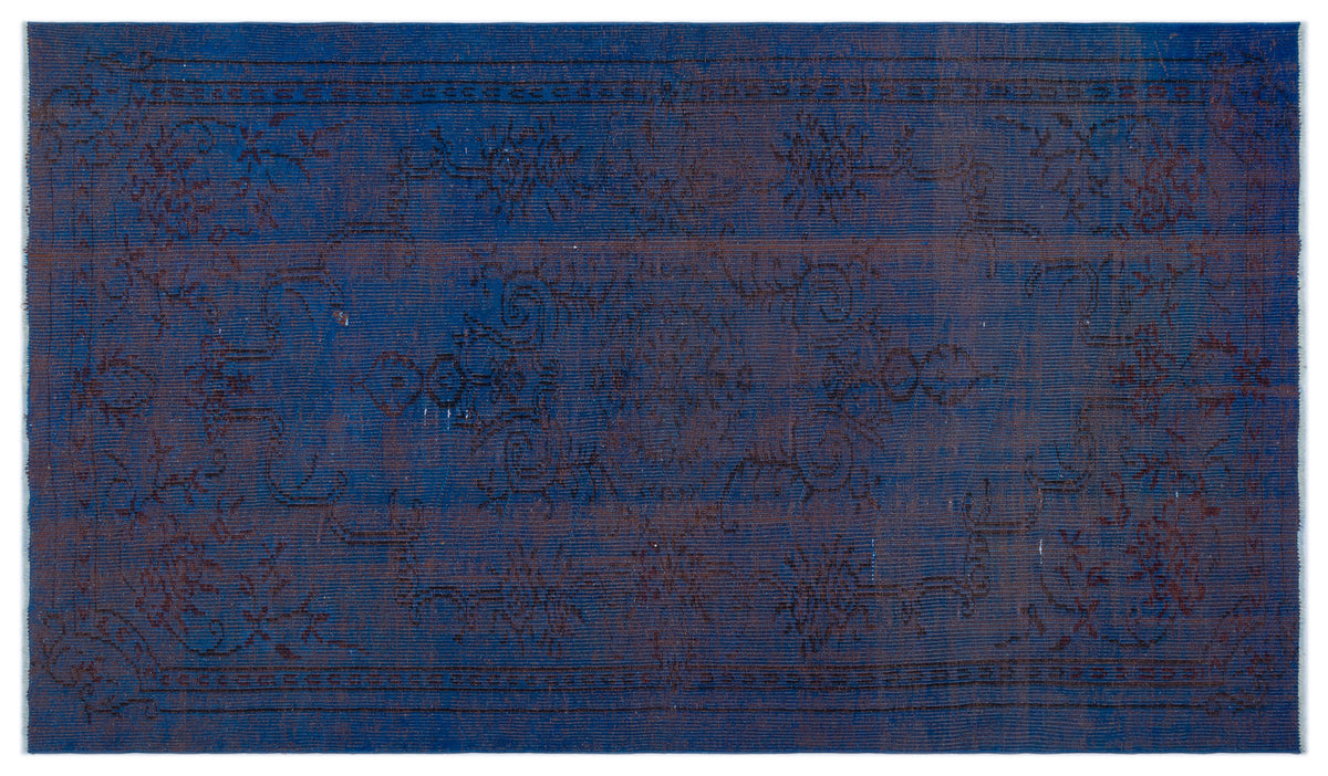 Blue Over Dyed Vintage Rug 4&#39;10&#39;&#39; x 8&#39;7&#39;&#39; ft 148 x 262 cm