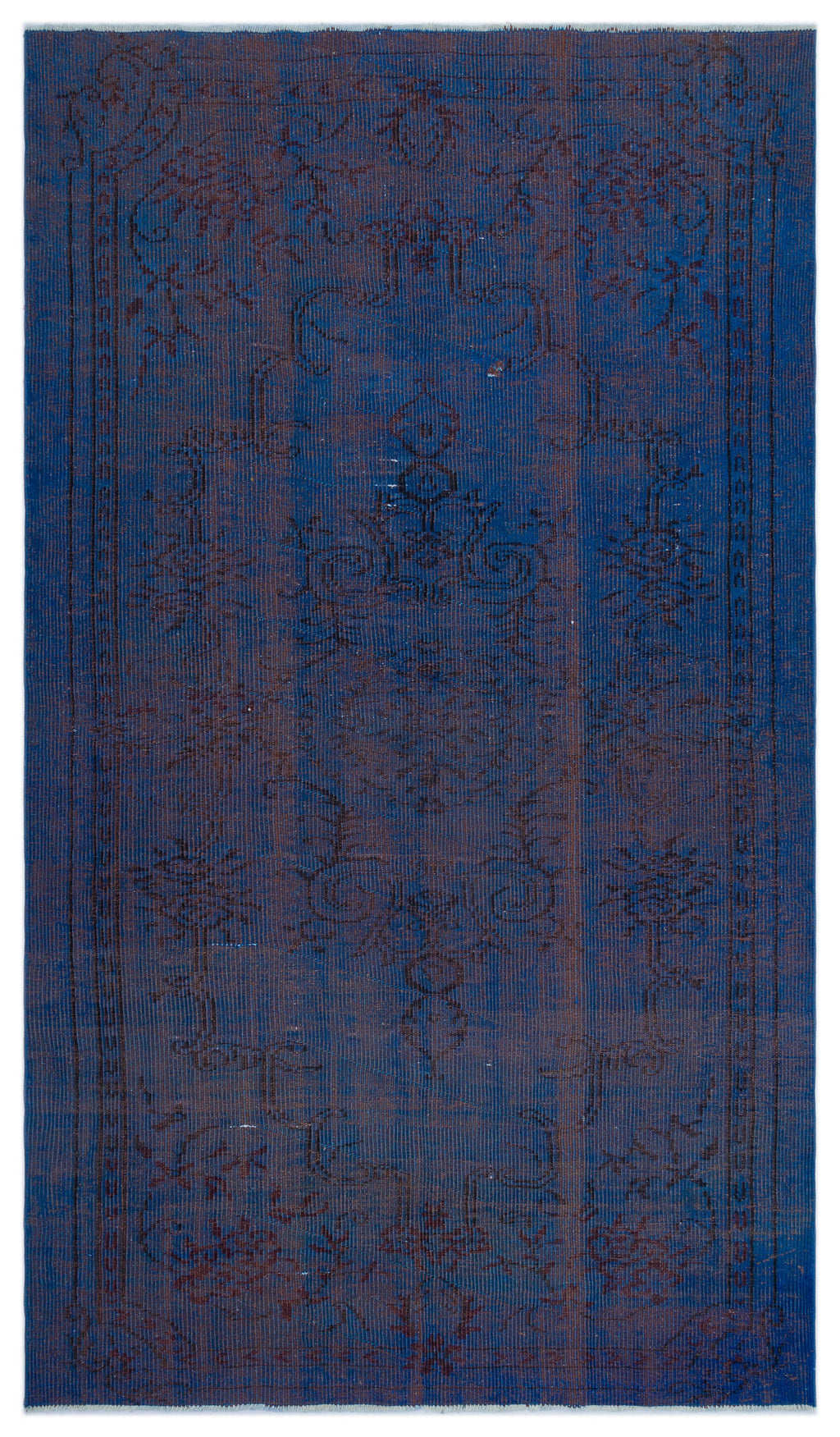 Blue Over Dyed Vintage Rug 4'10'' x 8'7'' ft 148 x 262 cm