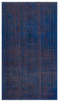 Blue Over Dyed Vintage Rug 4'10'' x 8'7'' ft 148 x 262 cm
