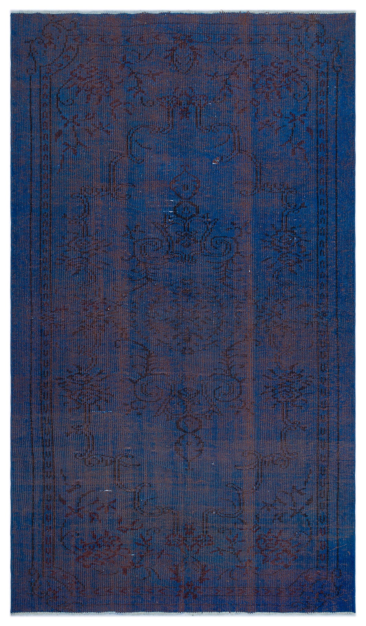 Blue Over Dyed Vintage Rug 4&#39;10&#39;&#39; x 8&#39;7&#39;&#39; ft 148 x 262 cm