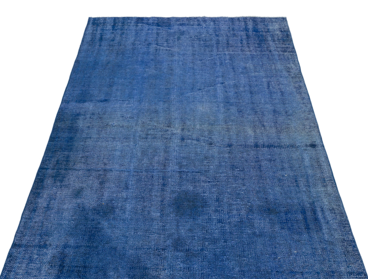 Blue Over Dyed Vintage Rug 4&#39;3&#39;&#39; x 8&#39;9&#39;&#39; ft 130 x 266 cm