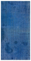 Blue Over Dyed Vintage Rug 4'3'' x 8'9'' ft 130 x 266 cm