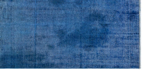 Blue Over Dyed Vintage Rug 4'3'' x 8'9'' ft 130 x 266 cm