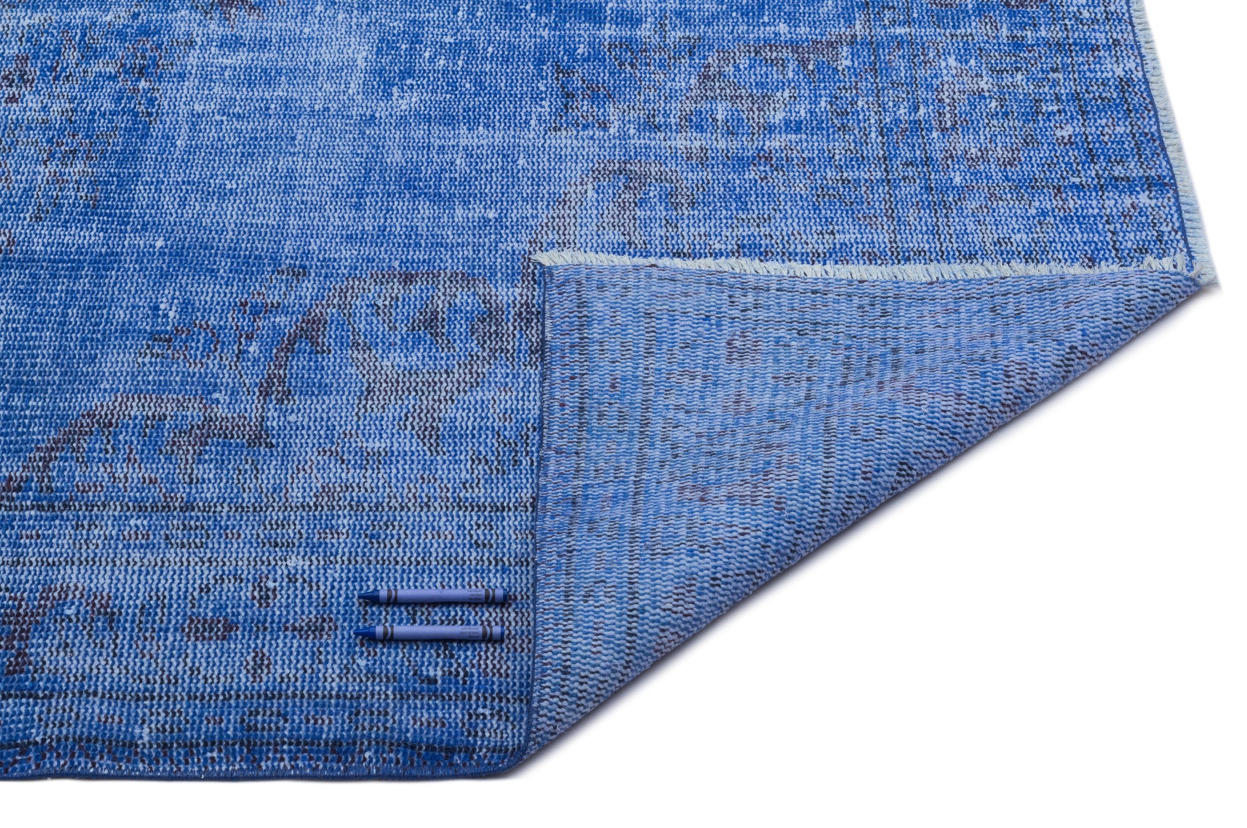 Blue Over Dyed Vintage Rug 5'4'' x 8'8'' ft 163 x 263 cm