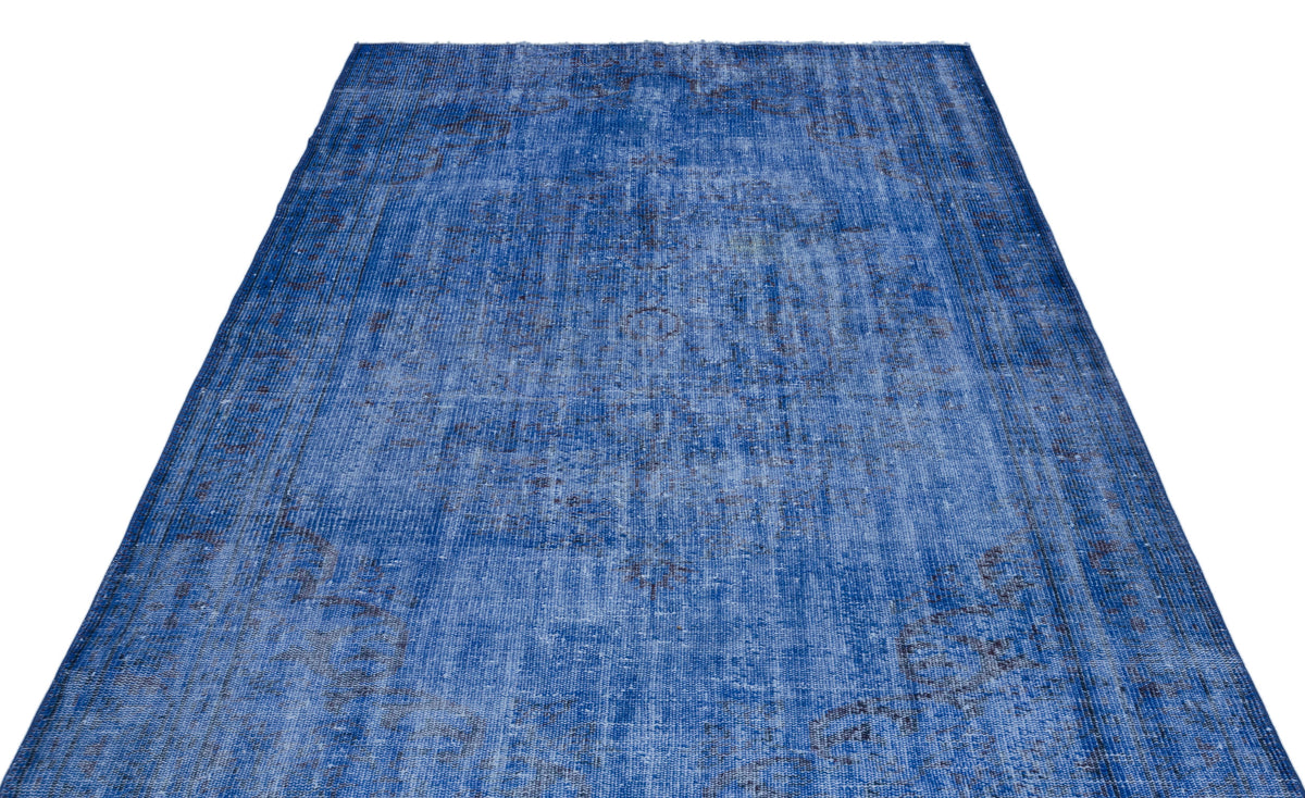 Blue Over Dyed Vintage Rug 5&#39;4&#39;&#39; x 8&#39;8&#39;&#39; ft 163 x 263 cm