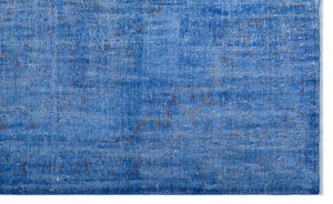 Blue Over Dyed Vintage Rug 5'4'' x 8'8'' ft 163 x 263 cm