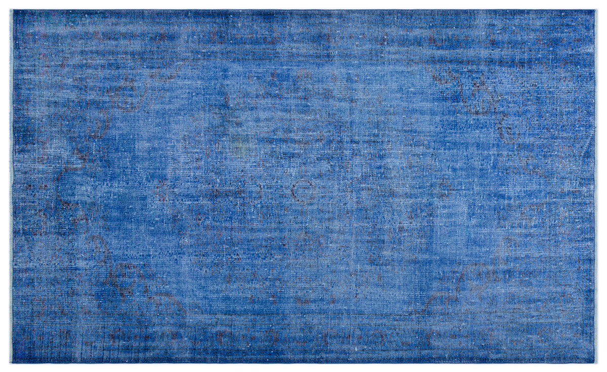 Blue Over Dyed Vintage Rug 5&#39;4&#39;&#39; x 8&#39;8&#39;&#39; ft 163 x 263 cm