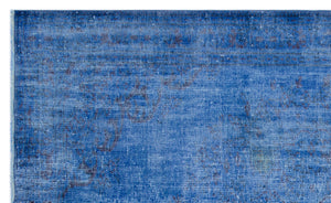 Blue Over Dyed Vintage Rug 5'4'' x 8'8'' ft 163 x 263 cm