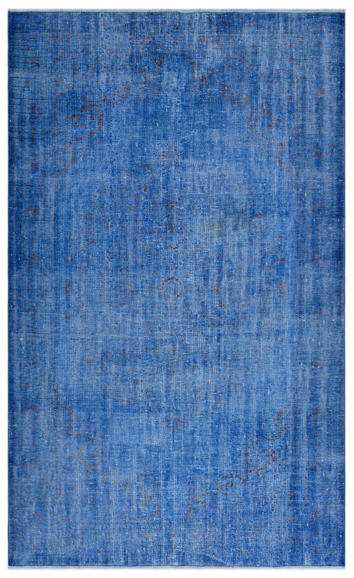 Blue Over Dyed Vintage Rug 5&#39;4&#39;&#39; x 8&#39;8&#39;&#39; ft 163 x 263 cm
