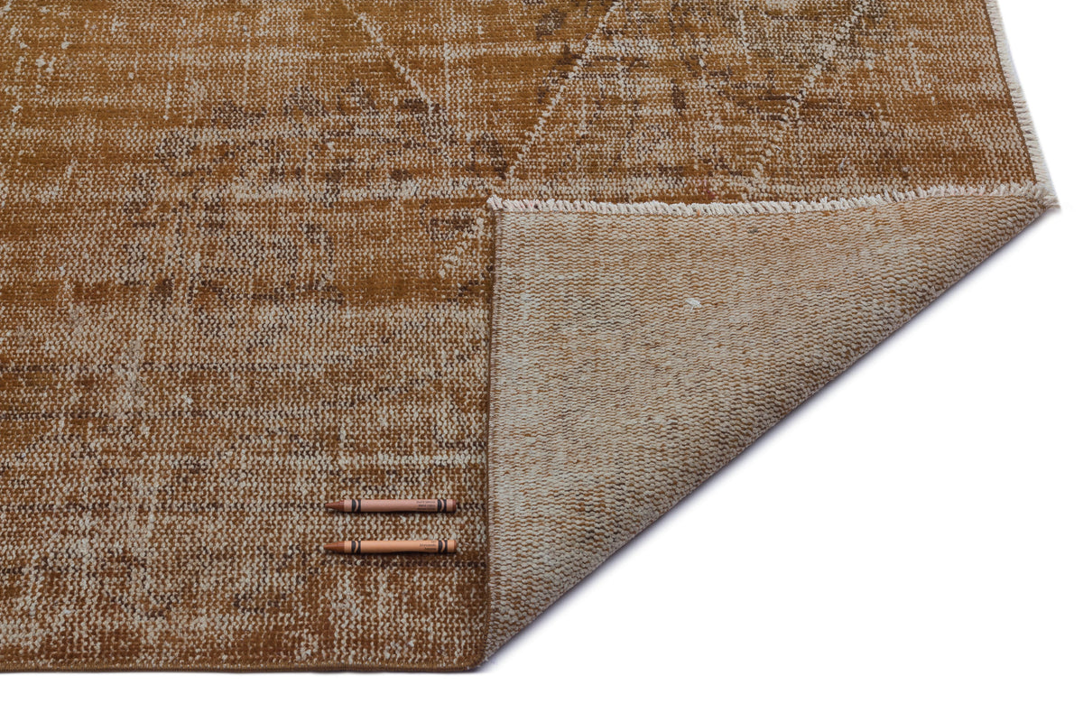 Brown Over Dyed Vintage Rug 4&#39;10&#39;&#39; x 8&#39;2&#39;&#39; ft 148 x 250 cm